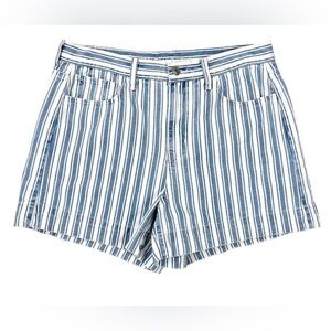 AMERICAN EAGLE Mom Short High Rise Denim Blue & White Striped Size 10